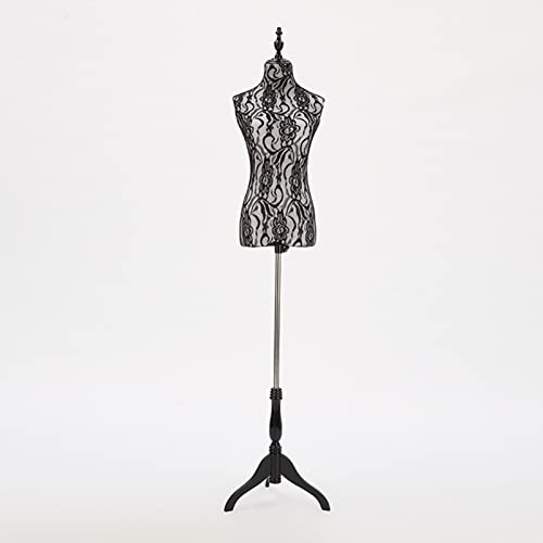 Weiblicher Halbkörper, Schneiderin, Schaufensterpuppe, Abnehmbar, Retro-Spitzenstoff, Bekleidungsgeschäft, Schaufenster, Kleidungsmodell-Ausstellungsständer, Basis Aus Massivem Holz