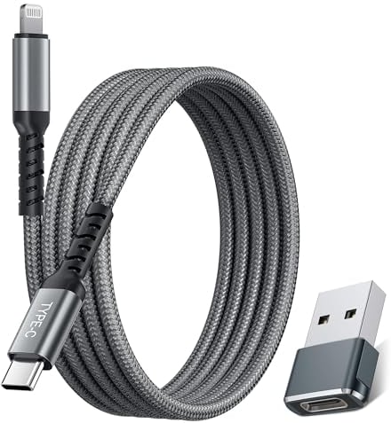 Elebase Pour iPhone 14,13 Câble Avec Adaptateur USB A,1M Longue Câble USB C Vers Lightning,Cordon De Charge Rapide Pour Apple 12 11 Mini Pro Max Plus,XS XR X 8 7 6 SE,iPad 8Ème Et 9Ème Génération