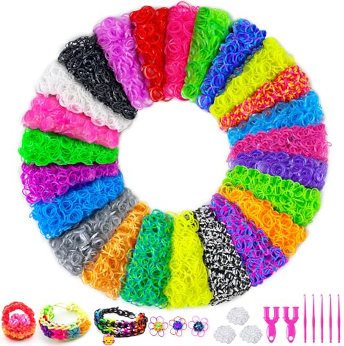 Heyzeibo 5100+ Loombänder, 24 Farben Gummibänder Set für Kinder Weben DIY Crafting Geschenk