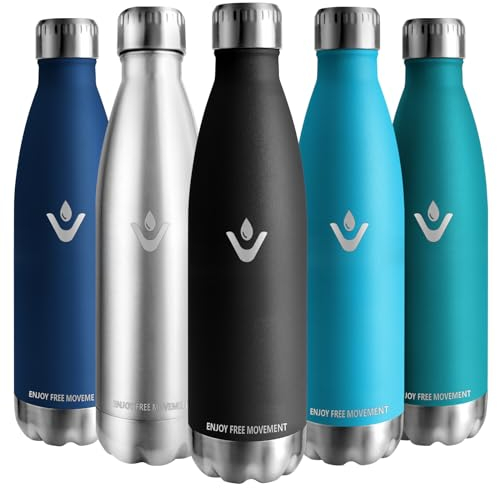 Vikaster Gourde isotherme, 1l Gourde, Sans-BPA Gourde inox, Etanche bouteille Approprié & Adulte, Sport, Gym, école, Extérieur, 1000ml Noir