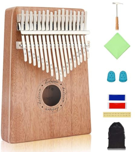 Kalimba 17 Schlüssel, Daumenklavier Kalimba Thumb Piano Finger Solide Anleitung und Stimmhammer Marímbula Mbira Holz Naturtastatur Marimba (Mahagoni)