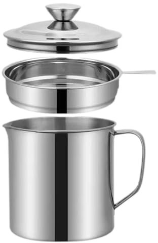 Pessrrtewg Bacon Grease Saver with Strainer,Grease Container for Kitchen 1 Oil with Strainer,Pot Storage Can Fat W Container