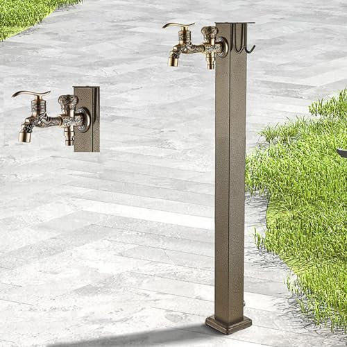 Colonne d'eau de jardin carrée verticale extérieure autonome, support d'irrigation antigel, support de tuyau d'arrosage avec robinet entièrement en cuivre, fontaine décorative pour jardin, fontaine