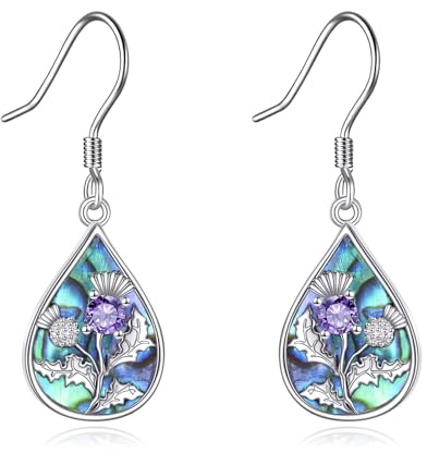 DAYLINLOVE Abalone Muschel Ohrringe 925 Sterling Silber Libellen/Schottische Distel/Pilze/Löwenzahn Ohrringe Schmuck Geschenke für Frauen Mütter Freunde