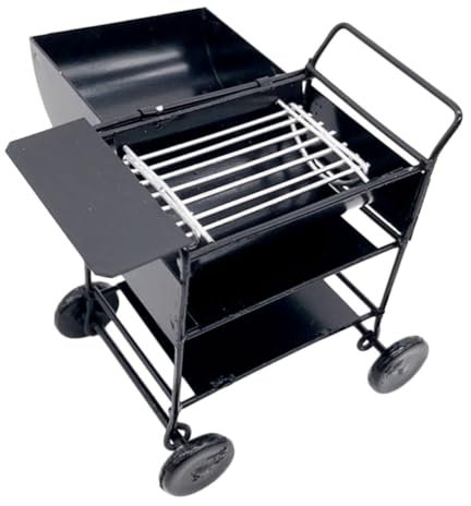 KOMBIUDA Realistischer Mini-Grillwagen für Puppenhaus im Maßstab 1:12 Grill-Miniatur-Küchenrequisiten