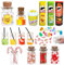 Miniatur Essen Trinken,37 Stück Wichtel Zubehör,1/12 Miniatur Lebensmittel Set,Miniatur Weihnachten Süßigkeiten und Trinken Set,Miniatur Zubehör Küche,DIY Deko Se Geschenk für Puppenhaus