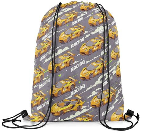 Loussiesd Racing Car Turnbeutel 30x40cm Spiele Auto Sportbeutel Ultra Cool Car Rucksack mit Kordelzug für Erwachsene Frauen Auto Theme Gymsack Sportsack Automobil