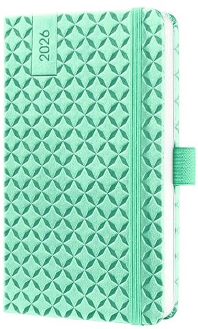 SIGEL J6126 Wochenkalender 2026 A6, mintgrün, Hardcover, Gummiband, Stiftschlaufe, Einstecktasche, 174 Seiten, vegan, aus nachhaltigem Papier, Terminplaner Kalenderbuch Jolie