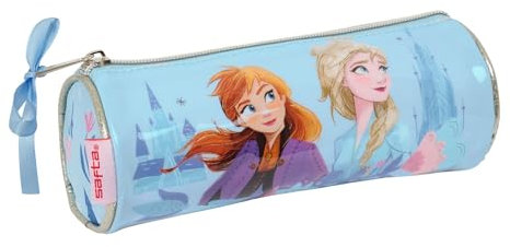 safta Frozen Ice Magic Federmäppchen, rund, für Kinder, ideal für Kinder von 5 bis 14 Jahren, bequem und vielseitig, Qualität und Widerstandsfähigkeit, 20 x 7 cm, hellblau, M, Casual