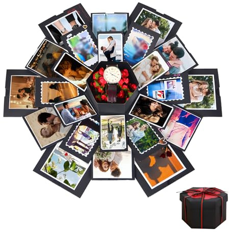 Explosion Box, Überraschung Geschenkbox, DIY Handgemachtes Fotoalbum Scrapbook, Faltbare Geschenkbox, Fotobox Geschenk für Geburtstag, Weihnachten, Hochzeit, Erntedankfest