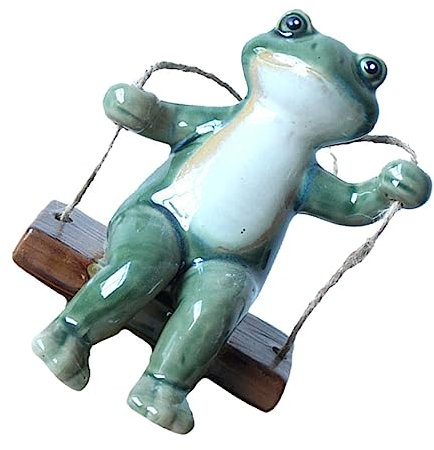 Happyyami 1stück Swinging Frog Figurine Keramische Gartenfigur Für Innen Und Außenbereich Zufällige Designs Und Farbe Ihren Garten