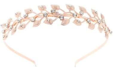 Bijou de cheveux en alliage de strass, bandeau pour femme, bandeau en métal, serre-tête de mariée, serre-tête pour femme, mariée, demoiselle d'honneur, fête, mariage, feuilles or rose
