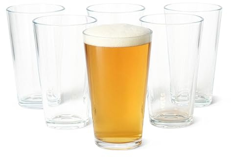 Amazon Basics Vasos de Pinta, Juego de 6 Piezas, 455ml, Aptos para Lavavajillas