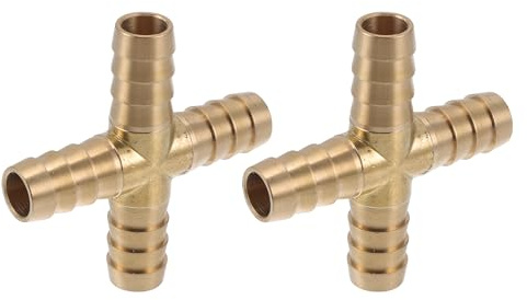 HEROFFIX 4-Wege-Rohrverbinder Messing 1/2 2 Stück Für Luft Wasser Öl Gas | Goldton, Für Luft Wasser Öl Gas Kraftstoff, Korrosionsbeständig, Druck 230 Psi, Temperatur 400°F