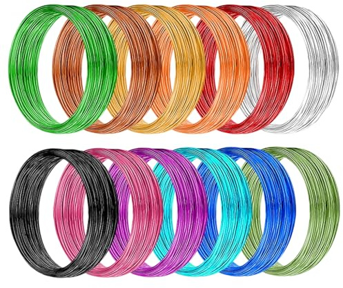 12 Colors 1.5mm*5m Aluminum Craft Wire, Anodized Aluminum Jewelry Wire | Alumina Round Wire Bendable Metal Craft Wire for Crafting DIY Floral Making Metal Art Crafts Weaving Bonsai