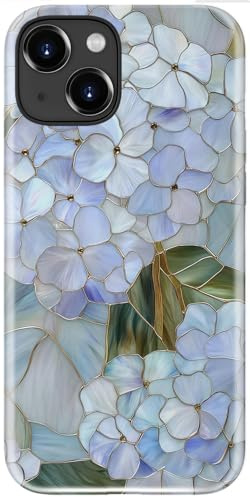 STARVIP for iPhone 14 Case, Wireless Charging Compatible,Dual-Layer Protection with Stylish Wildflower Design, Soft Silicone + Hard Shell, Cute Chic Phone Cover for Women - Pastel Hydrangea