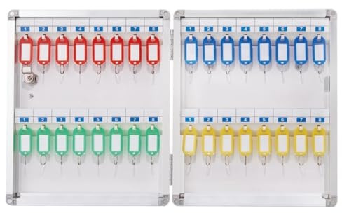 FBHappiness Wall-Mounted 96-Key Aluminum Alloy Key Cabinet with Safety Lock - Securefor Office Classroom Gym - Includes Key Tags for Easy Access & Storage Solutions