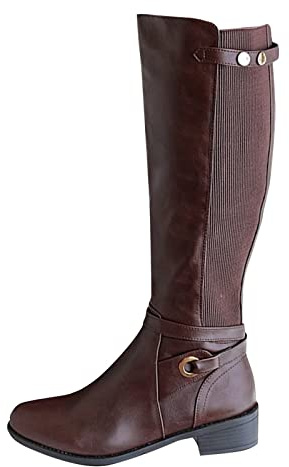 Generisch Stivali da donna Chunky Heel in pelle lunghi stivali alti al ginocchio per donna scarpe invernali