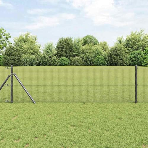 QJBSAVVA Geschweißter Drahtzaun Grau 0,4 x 50 m Stahl, Modernes Design, Robust und Langlebig, Gartenzaun für Garten Terrasse Balkon und Weide, Maschendrahtzaun inkl. 1 Rolle