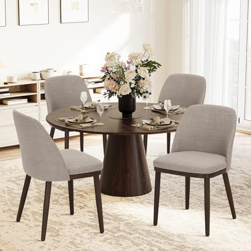 COLAMY Gepolsterte Esszimmerstühle 4er Set, Moderne Küchenstühle mit Rückenlehne, Stoffstuhl mit Holzbeinen für Esszimmer, Küche, Restaurant, Camel