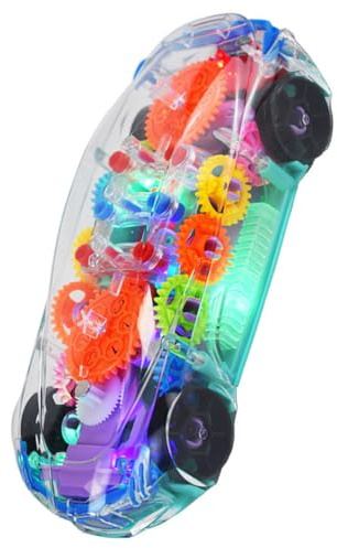 SOPOTUTU Elektrisches Spielzeugauto mit Musik und Buntem Licht Durchsichtiges Lernspielzeug mit Zahnrädern Kreatives Elektroauto für Eltern Kind Spiele Zufällige Farbe Zufällige Farbe