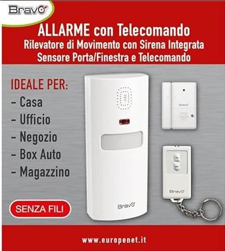 BRAVO Sistema allarme con sensori movimento porta finestra e telecomando 92902964