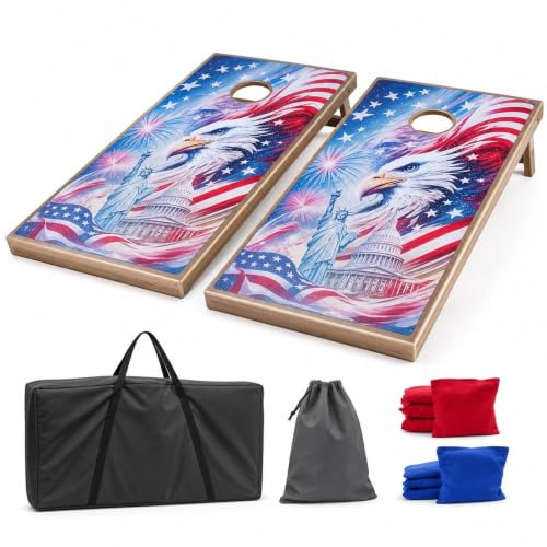 Jeu de Cornhole Portable avec 8 Sacs et étui de Transport pour Jardin Camping et Loisirs en Plein air