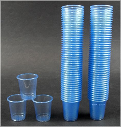 900 Schnapsbecher Schnapsgläser aus Plastik Pinnchen Kunststoff Shots Medikamentenbecher blau - hellblau / 2cl - 3cl Einweg