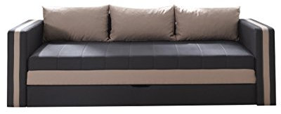 Schlafsofa Euforia Duo, Sofa Couch mit Bettkasten und Schlaffunktion, Modernes Bettsofa Schlafcouch, Polstersofa, Loungesofa Farbauswahl (Haiti 16 + Haiti 03)