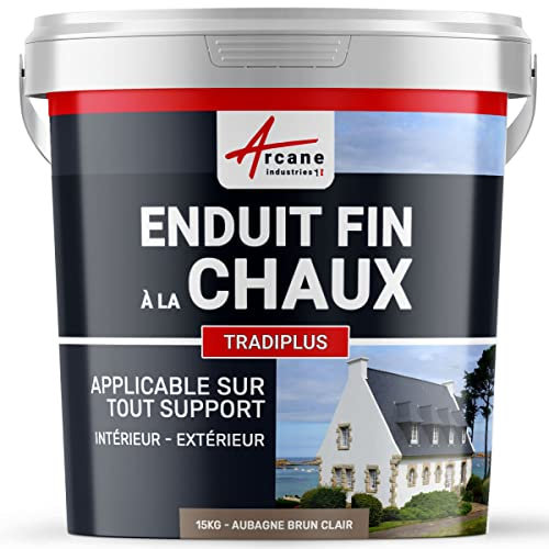 Enduit fin à la chaux, décoration, intérieure, extérieur, maison : Tradiplus - 15 kg (jusqu'à 14 m²) Aubagne - Brun Clair - ARCANE INDUSTRIES