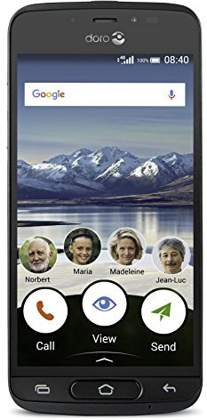 Doro 8040 Unlocked 8 MP Camera Smartphone for Seniors with 5 Display and Cradle Included (Black)