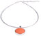 Halsreif Polly, 25mm original Polaris Cabochon in einer Fassung aus versilbertem Messing an einem Bündel aus 5 nylonummantelten Stahlfäden, handgefertigt von Adi-Modeschmuck in Berlin (orange)