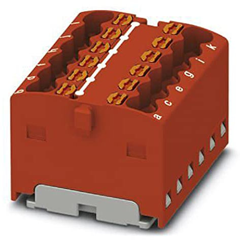 PHOENIX CONTACT PTFIX 12X1,5 RD Verteilerblock, Intern Gebrückt, 450 V, 17,5 A, Anzahl der Anschlüsse 12, Querschnitt 0,14 mm²-2,5 mm², AWG 26-14, Breite 24,9 mm, Höhe 17,7 mm, Rot, 20 Stück
