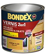 BONDEX - Vernis - Protège et Embellit le Bois - Brillant - 0,25L - Chêne clair