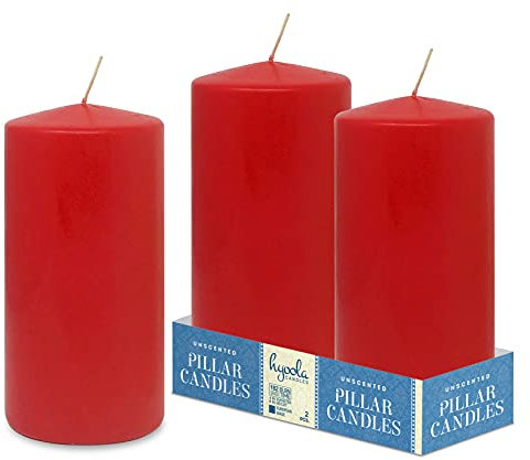 Hyoola Rote Stumpenkerzen 10 x 20 cm - Unparfümierte Stumpenkerzen Groß - 2er-Pack - Kerzen Lange Brenndauer Hergestellt in EU