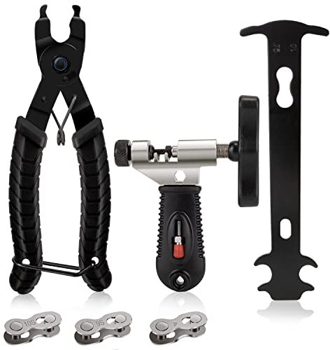 WOTOW Bicycle Chain Repair Tool Kit, Cycling Bike Master Link Pliers Remover & Chain Breaker Splitter Cutter & Chain Wear Indicator Checker & Reusable Missing Connector for 6/7/8/9/10 Speed Chain