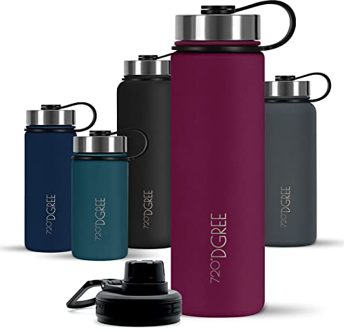 720°DGREE Edelstahl Trinkflasche 1200ml “noLimit” - Auslaufsicher, Kohlensäure geeignet, BPA-Frei - Thermosflasche, Isolierflasche mit Schraubverschluss für Sport, Fitness, Outdoor +Gratis Sportdeckel