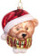 BRUBAKER Teddybär mit Schal und Weihnachtsmütze - Handbemalte Weihnachtskugel aus Glas - Mundgeblasener Christbaumschmuck Figuren lustig Deko Anhänger Baumkugel - 9.5 cm