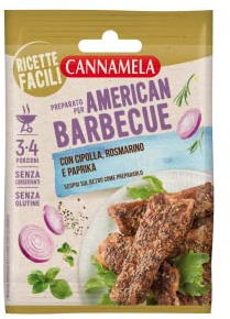 Cannamela, Ricette Facili, Preparato per American Barbecue, con Cipolla, Rosmarino e Paprika, Senza Glutine, Busta da 3-4 Porzioni