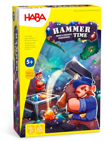HABA Hammer Time | Fast Dexterity Game for Kids Ages 5+ | Fun Gem-Smashing Family Game for 2–4 Players | Action-Packed Preschool & Early School-Age Game | Made in Germany