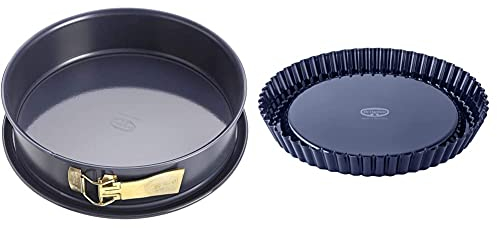 Dr. Oetker Springform Ø 28 cm BACK-LIEBE EMAILLE, Backform mit schnitt- & kratzfestem Flachboden mit Emaille-Versiegelung, Blau & Obstform Ø 28 cm, Obstkuchenform für schmackhafte Obstkuchen