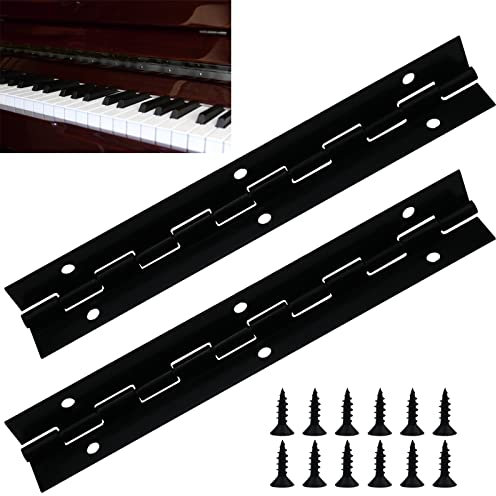 Piano Metal Hinge,2 Pcs Black Chrome Plated Long Hinge 270 Degree Open Folding Piano Hinges Thick Iron Furniture Hinge Heavy Duty Piano Hinge with Screws for Pianos Cabinet Doors Windows Boats