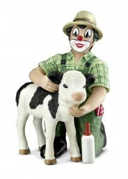 GILDE Clown Landliebe aus Kunstharz - Dorfleben Geschenk Dekofigur Sammlerstück - Mehrfarbig, 13 cm hoch, 9 cm breit, 8 cm tief