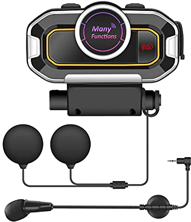 OBEST Interfono da Moto Bluetooth，Auricolare Bluetooth per Casco, Cuffie per Casco con Cancellazione Del Rumore con Comunicazione Vivavoce E Radio Fm, Adatte A Tutti I Tipi Di Casco