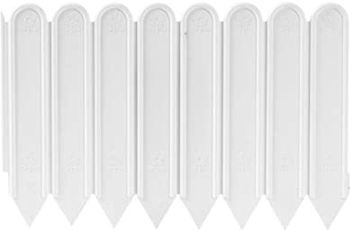 HHWEA Kunststoff Rasenkante Grenze Pflanzendekoration Für Rasens Oder Der Terrasse Mähkante Beetumrandung Palisade Garten Dekorativ,White-8PCS