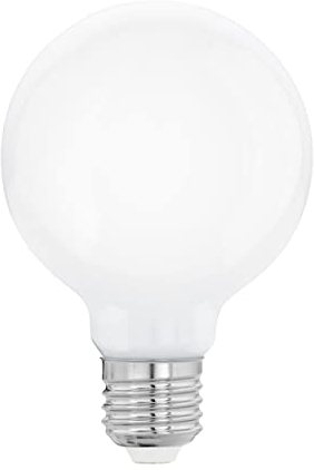 EGLO E27 LED Lampe, Glühbirne Globe Milky, 7 Watt (entspricht 60 Watt), 806 Lumen, Leuchtmittel warmweiß, 2700 K, Glühlampe G80, Ø 8 cm