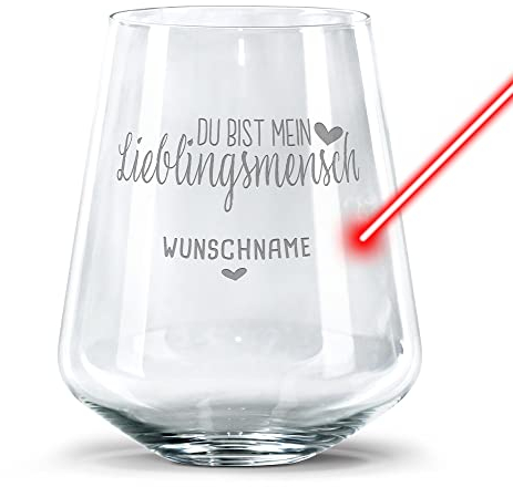 PR Print Royal Trinkglas mit Gravur - Mein Lieblingsmensch mit Name - Geschenk für Beste Freundin, Trinkglas graviert mit Name I Individuelle Gravur, 400 ml