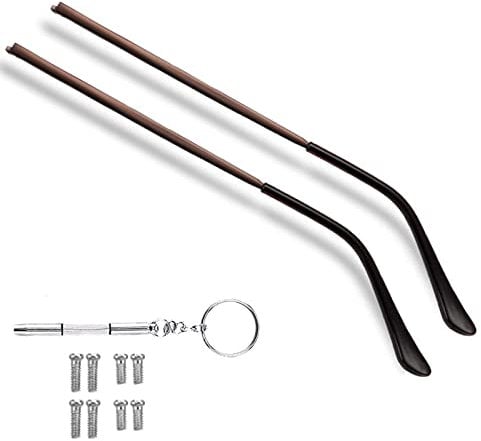OPUGIT Metal Glasses Replacement Temple, Eyeglass Arms Legs Replacement, Glasses Repair Kit Universal Eyeglasses Replacement, DIY Temples for Glasses with Screws(1 Pair,Brown)