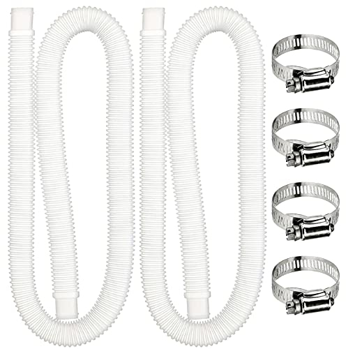 2 Pcs Tuyau de Rechange pour Piscine Hors Sol Tuyau de Remplacement de Piscine avec 4 colliers de serrage en métal,tuyau de filtre de piscine pour piscines hors sol