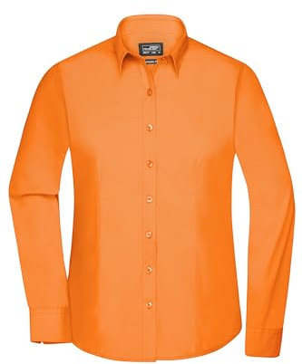 James & Nicholson Damenbluse Poplin Langarm - Taillierte Bluse in pflegeleichtem Materialmix | Farbe: orange | Grösse: XS